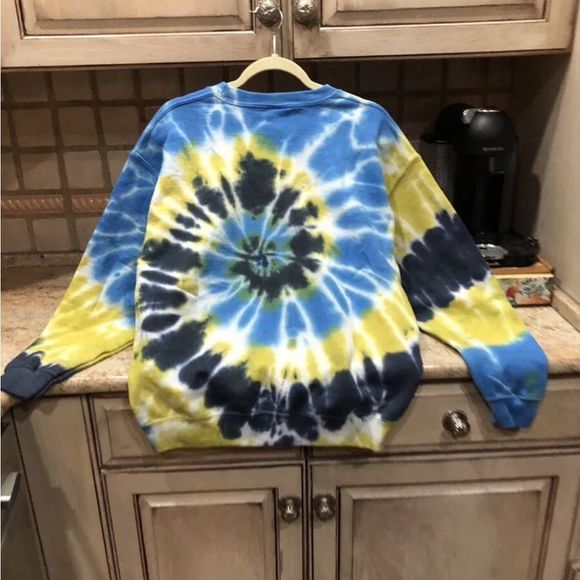 Urban Outfitters The Rolling Stones Tie Dye Crew Sweatshirt Sticky Fingers Blue - Picture 3 of 5